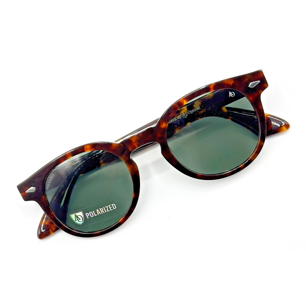 American Optical Sunglasses Hadley Tortoise Frame Polarized Green Lens 48mm NEW
